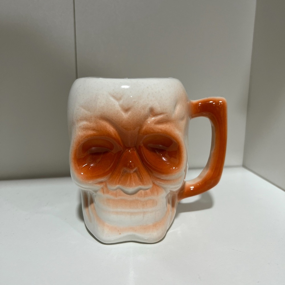 Orange and White Skull Mug EUC - Picture 3 of 8